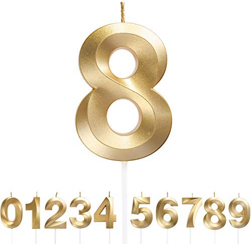URAQT Geburtstag Zahl Kerzen, Gold Glitzer Geburtstagskerzen, Dekorative Geburtstagstorte, Hochzeitsparty, Abschlussfeier Usw 8