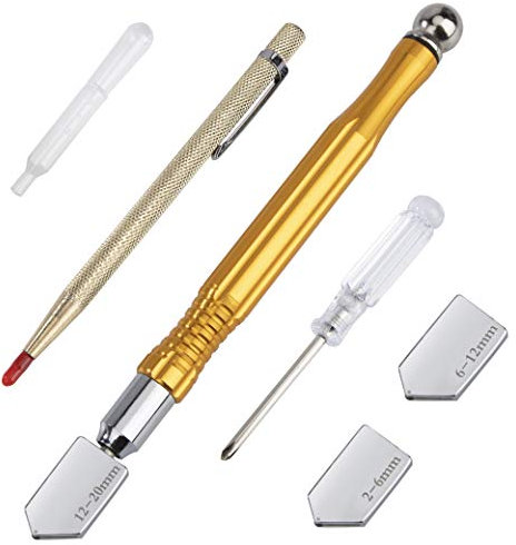 Herramientas para Cortar Vidrio Pluma de Corte con Cuchillas Repuesto Pluma Grabado Destornillador Gotero 2-20 mm 6 Piezas