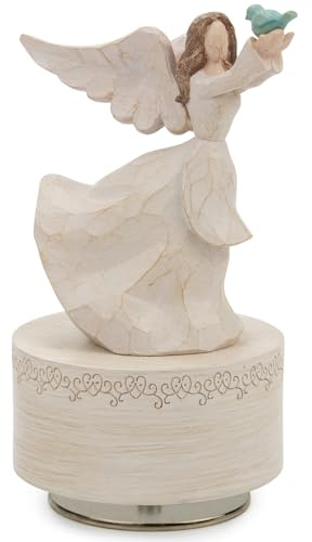 YT3 Studio Music Box, Guardian Angel Musical Box Figurine Holding Dove, Sculpted Hand-Painted Music Boxes Figures Wind Up Angel Musical Boxes for Women Girls in Christmas Birthday Anniversary