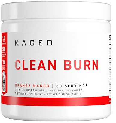 KAGED Clean Burn | Thermogenic Fat Burner Powder | CaloriBurn GP, L Carnitine, Coconut Water | Boost Metabolism, Energy, Focus | Orange Mango