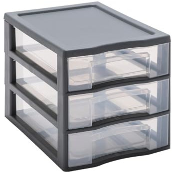 Sundis TAG TOWER formato A4, 3 cajones con portaetiquetas y sistema anticaída, Gris antracita