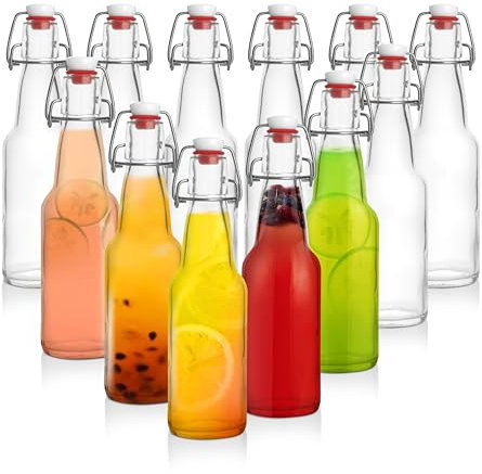 Barcaloo 12 oz Clear Glass Beer Bottles, 12 Pack, For Home Brewing
