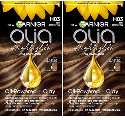 Garnier Hair Color Olia Ammonia-Free Permanent Hair Dye, H03 Highlights for Brunettes, 2 Count (Packaging May Vary)