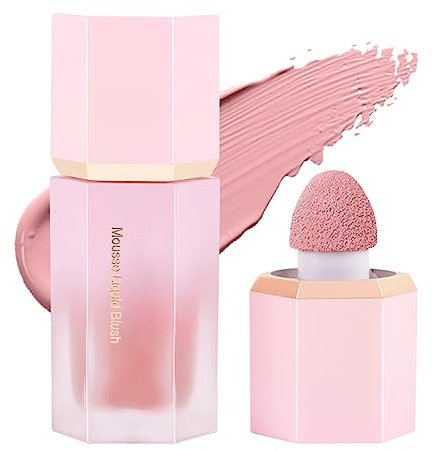LOPHE Liquid Blush for Cheeks, Soft Cream Liquid Blush Stick With Fine Glitter, Natural-Looking Face Cheek Tint Blush Makeup, Long Lasting Blendable Lightweight Moisturizing Beauty Makeup for Cheeks