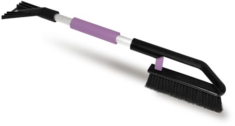 ToM PaR Borste och skrapa | Isskrapa för bil med sopborste | 2 i 1 snöborste och isskrapa | Rengöringsborste | Robust aluminiumhandtag | Ergonomiskt och mjukt handtag | Längd: 70 cm | Rosa