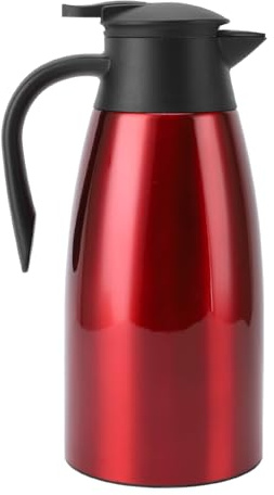 Focket Wasserkocher, 2L, Edelstahl 304 Vakuumthermisch Doppelwandig Elektrischer Teekessel Isolierter Wasserkocher mit Ergonomischem Griff, Kaffeekessel für Tee Heim (Wine RED)