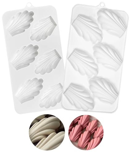 SEABABOO Stampo In Silicone Madeleine A 6 Cavità 2 Pezzi Stampo Per Torte De Madeleine Stampi Da Forno Madeleine Madeleine Dessert Teglia Antiaderente per Muffin Cioccolato (Cavità 3.8x6.5CM)