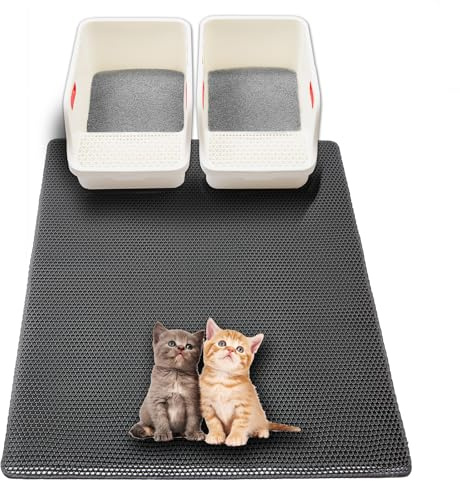 Extra Large Cat Litter Mat, XL 47x28 Litter Trapping Mat for Cat,Litter Box Matt for indoor, 2 Layer Catcher Rug for Multiple-Pet kitty Litterbox, Waterproof Urine Proof,Clean Easily,Non-Slip