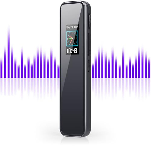 Enregistreur vocal numérique de 64 Go avec activation vocale HD, réduction du bruit et répartition automatique de l'enregistrement – Comprend un lecteur MP3 | Idéal pour les entretiens, les cours et