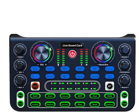 Tarjeta de sonido para transmisión en, tablero mezclador de podcast, controlador de efectos de audio de 6.9 x 4.25 x 1.65 pulgadas, placa de sonido de música, interfaz de grabación para