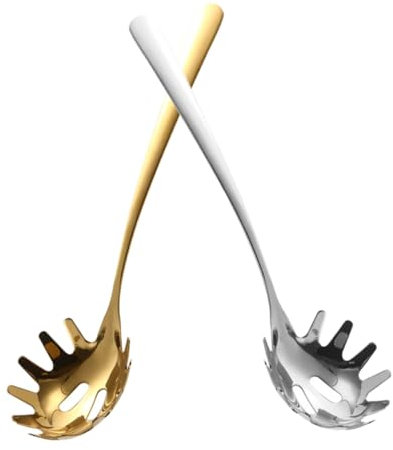 PHENOFICE 2 Cucharones Para Polvo, Tenedor Para Servir Espaguetis, Cucharón Para Fideos, Cuchara Para Pasta, Cucharas Para Servir Pasta, Cuchara Para Espaguetis, Colador De Cocina, Colador
