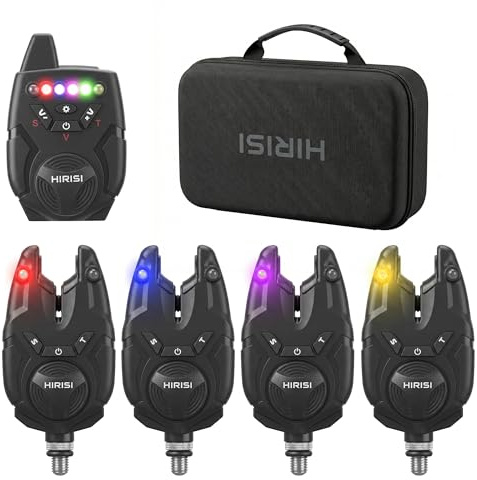 Hirisi Tackle Bissanzeiger Angeln Mit Funk 1+4 Set Wasserdichtes Karpfenangeln Alarm Set (FBA-S9-4)