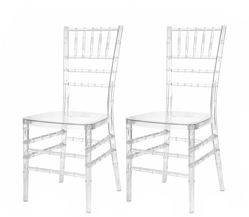 TAO ONE Transparenter Acryl Stuhl stapelbar, 2 Stück, Splitterfreier Kunststoffstuhl für Esszimmer, Terrasse & Event mit ergonomischer Sitzfläche (45x39x92 cm)