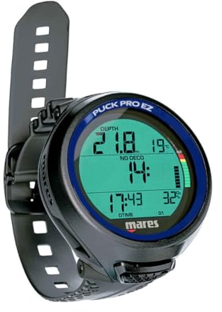 Mares Puck Pro EZ Wrist Underwater Scuba Dive Computer (414177) - Depth, Decompression, Temperature, Time Dive Data Display