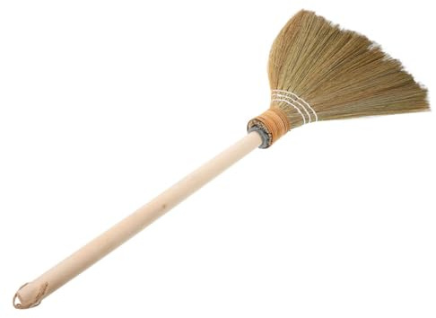 JECOMPRIS Balai Paille de Riz avec Manche Amovible Balai Intérieur pour Nettoyage des Sols Cour Garage et Jardin Brosse Souple Artisanale Résistante