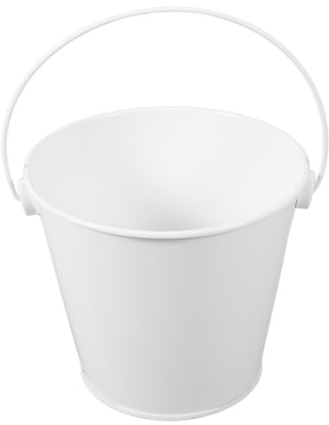 JOINPAYA Seau de Récupération de Graisse Blanc 8 X 10,5 X 12 Cm en Métal Résistant Haute Température, Accessoire pour Barbecue Cuisine, Seau Collecteur D’Huile Pratique, Capacité Optimale