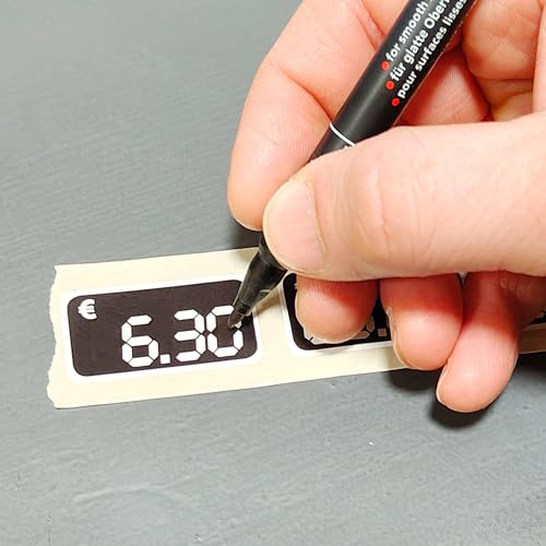 Leddy Living Etiquetas de precio Euro Dígito 38x20 mm adhesivas de papel escribibles personalizables con rotulador Sistema de segmentos digitales para tiendas mercados (224 etiquetas)