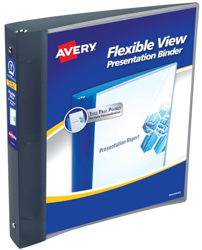 Avery® Flexible View 3 Ring Binder, 1 Round Rings, 1 Gray Binder