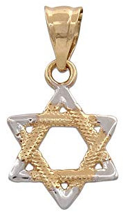 Minoplata - Ciondolo a forma di stella di David in oro bicolore 18 kt e zirconi un gioiello unisex