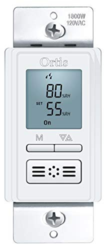 [New Generation] Humidity Sensor Switch, Ortis in-Wall Bathroom Fan Automated Control Switch, Air Moisture Detection, Neutral Wire Required, White, 120V/220V