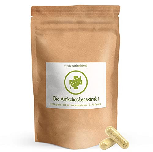 Bio Artischockenextrakt mit 2,5% Cynarin - 120 Kapseln à 770 mg - vegan,rein, gentechnikfrei - ohne Hilfs- und Zusatzstoffe
