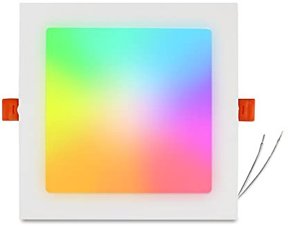zemismart Tuya - Pannello luminoso quadrato a LED WiFi CCT+RGB, da incasso, dimmerabile, con timer Echo Siri, controllo vocale, da incasso, retrofit (15 W, 15 cm, confezione da 1)