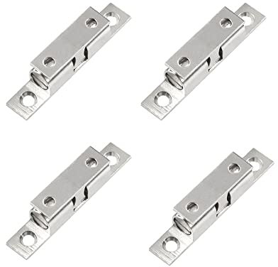 4 cierres de rodillo de doble bola, cierre de tensión ajustable de bola de cobre con tornillos, pestillo de bola para muebles, para armario, puerta, armario (plata/40 mm)