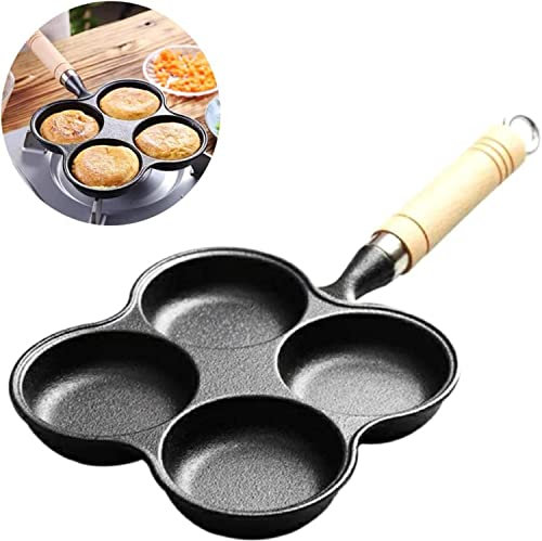 SHZMJL 4 Hole Egg Pan, Thickened Frying Pan, Easy Clean Breakfast Maker for Fried Eggs, Pancakes and More