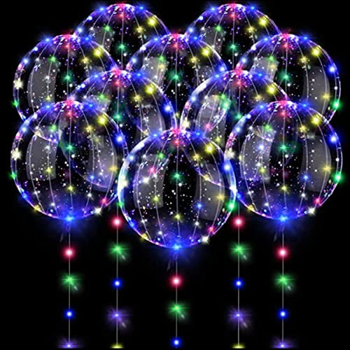 10 PCS LED Bobo Globos 24 Pulgadas Globos Luminoso Transparente Globo de Helio con LED Muticolores, Decoración para Cumpleaños, Fiesta, Boda, Navidad, día de San Valentín