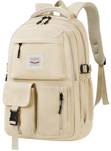 FIORETTO schulrucksack Teenager Mädchen Damen Schulranzen Schultasche School Bag Rucksack Schule 14 Laptopfach, Wasserabweisend & Leicht Weiß