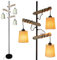 Osasy Brown Vintage Wooden Floor Lamp, 3 Lampshades, Retro Floor Lamp, Living Room in Industrial Design, Made of Metal and Wood, Includes Switch, Rustic, Black/Brown, Height: 178 cm