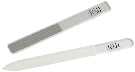 Rui Smiths CarbonConscious - Set di lime per unghie in vetro e nano buffer in vetro, per manicure lucida, riutilizzabile, con custodia protettiva