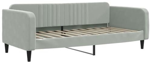 vidaXL Sofá Cama Terciopelo Gris Claro 100x200 cm, Cama de Invitados, sofá, sofá Cama Individual, sofá Cama cómodo, sofá para Dormir