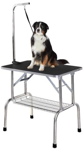 MaxxPet Trimmtisch für Hunde - Pflegetisch für Hund und Katze mit verstellbarem Arm - Dog Grooming Table - Hunde Badetisch - Schertisch auch für Hundefriseur - Frisiertisch Hund - 120x60x170 cm