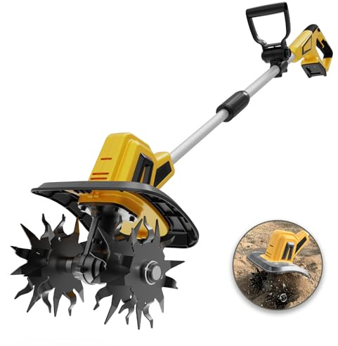 Motoculteur sans fil pour batterie Dewalt 20 V MAX, Motobineuse de jardin électrique Mellif avec 270 tr/min, 48 dents en acier, 22,1 cm de largeur, 16 cm de profondeur, motoculteur rotatif portable