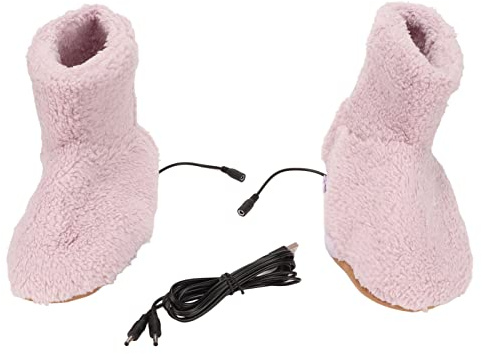 Bonbela Uppvärmd Fotvärmare USB-laddning Mjuk Avkopplande Elektrisk Plyschvärmande Skor för Kall Vinter (Rosa)