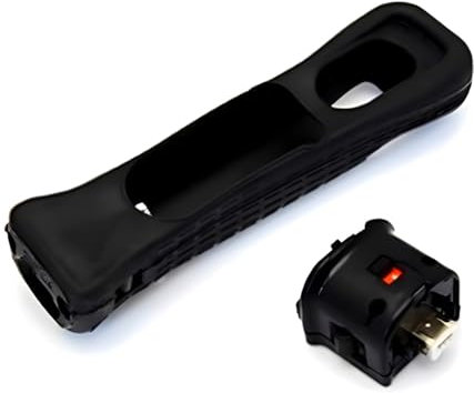 ELICTECH Wii Motion Plus Adapter with Soft Silicon Case Cover, Wii Motionplus Sensor Adapter, for Nintendo Wii Remote Controller Game(Black)