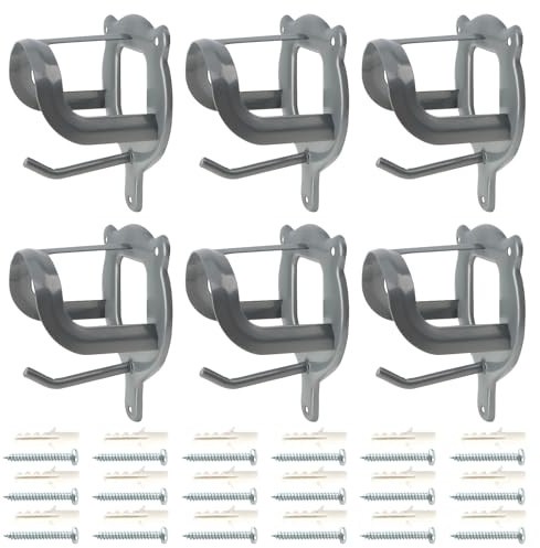 Kytree 6 Counts Horse Bridle Rack Bracket Hooks, Metal Bridle Holder Wall Mount with Tubes and Screw for Tack Room Horse Barn Supplies, Silver