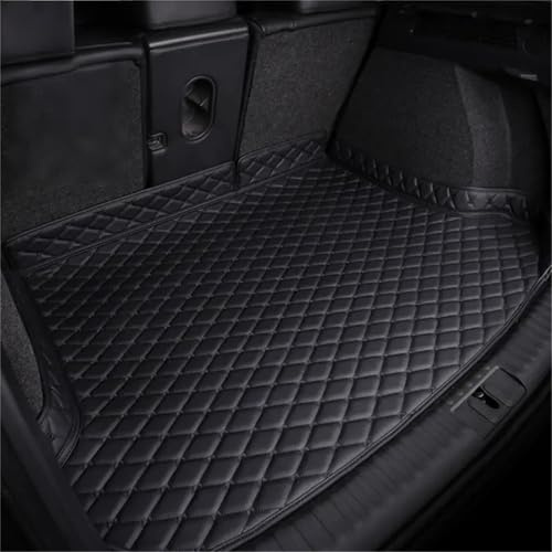 CYBHYAXC Kofferraumwanne für Porsche Cayenne 2018-2023, Auto Leder Kofferraum Matten Wasserdicht Kratzfest rutschfest Kofferraum Schutzmatte Interieur Zubehö,A Black