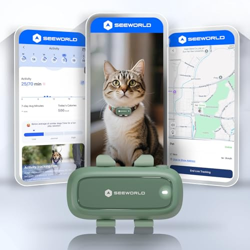 SEEWORLD Dog Tracker Cat Tracker Collar Pet Tracker for Cats Dogs with Real-Time Location | Activity Sleeping Monitoring | Geo-fence for All Collars-Subscription Required