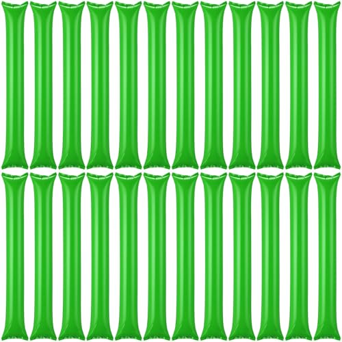 24 Pcs Green Spirit Team Thunder Sticks Boom Boom Sticks Inflatable Thunder Tube Thicken Cheering Sticks Cheerleading Football Noise Makers for Party Dance Basketball Sporting Event (Green)