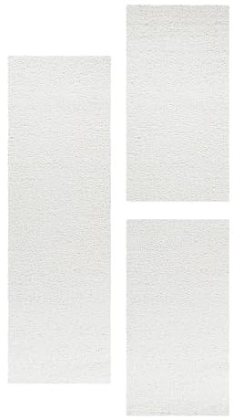 HomebyHome Bettumrandung Schlafzimmer 3 teilig Teppich Creme - Waschbarer Bettumrandung Teppich Läufer Set Extra Flauschig Bettvorleger Schlafzimmer Bettset:2 St. 60x110 cm | 1 St. 80x250 cm