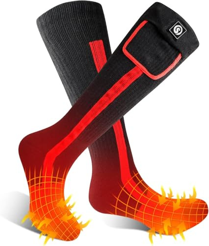 Sun Will Calze Riscaldate per Uomo e donna Calzini Elettrici 7.4V 2200MAH Batteria Ricaricabile Scaldapiedi Invernali per Sport Esterno Pesca Escursionismo Ciclismo Caccia Calze Calde Interni