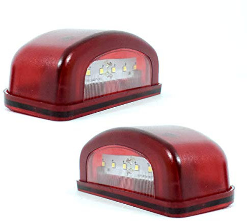 2 luci a LED per targa, 12 V/24 V, colore rosso e bianco, per rimorchio, camper, roulotte, autobus