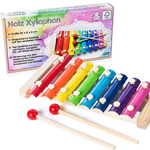 Holz Xylophon für Kinder - Xylofon Musikinstrument Glockenspiel Klangspiel; Holzspielzeug Motoriktraining (Xylophon)