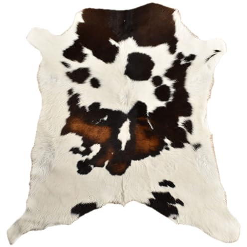 MINI KUHFELL KALBFELL BRAUN WEISS MEHRFARBIG CA. 100 x 80 cm DEKO FELL VON KUHFELLE ONLINE
