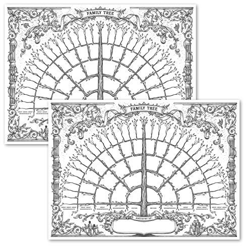 Palace Learning Stammbaum-Diagramm – Genealogie-Poster der 6. Generation, 45,7 x 61 cm, 2 Stück