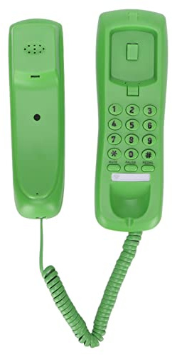CCYLEZ Teléfono de pared con cable, teléfono fijo de mesa, teléfono de hotel, con función de silencio y rellamada, plug and play, para oficina, hogar y hotel (verde)