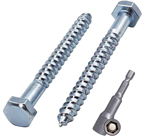 (60 Stück) DIN 571 Verzinkter Stahl Sechskant Holzschrauben M6 x 60 mm Schienenschrauben Sechskantschraube Schlüsselschrauben Sechskantkopf (60, M6 x 60 mm)