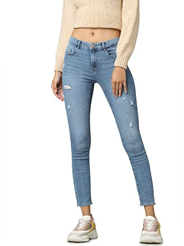 Only Onldaisy Reg Push Up SK ANK DEST PIM Box Jeans, Denim Light Medium Blue Denim, 28W / 34L